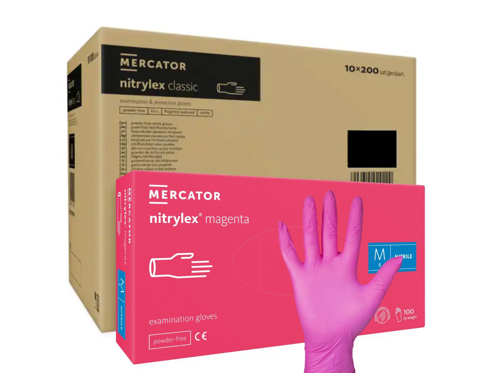Rękawice Nitrylex Magenta M Mercator KARTON